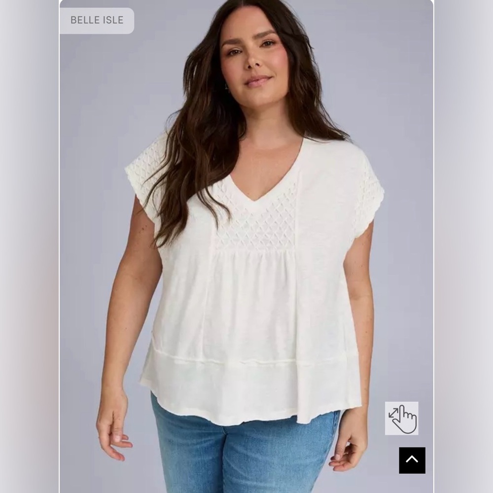 Torrid Belle Isle Smocked Trapeze Top | Whisper White | O L|12